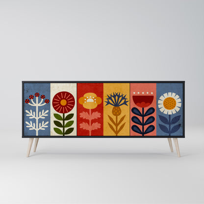 SCANDIC FLOWERET 3-Door Sideboard in Black Finish