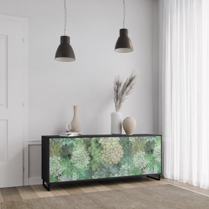 SUCCULENT CLUSTER 3-Door Sideboard in Black Finish