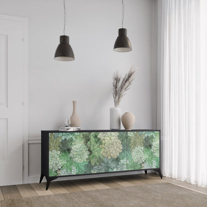 SUCCULENT CLUSTER 3-Door Sideboard in Black Finish