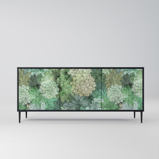 SUCCULENT CLUSTER 3-dörrars skänk i svart finish