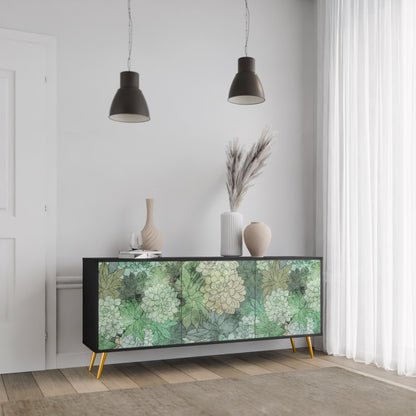 SUCCULENT CLUSTER 3-Door Sideboard in Black Finish