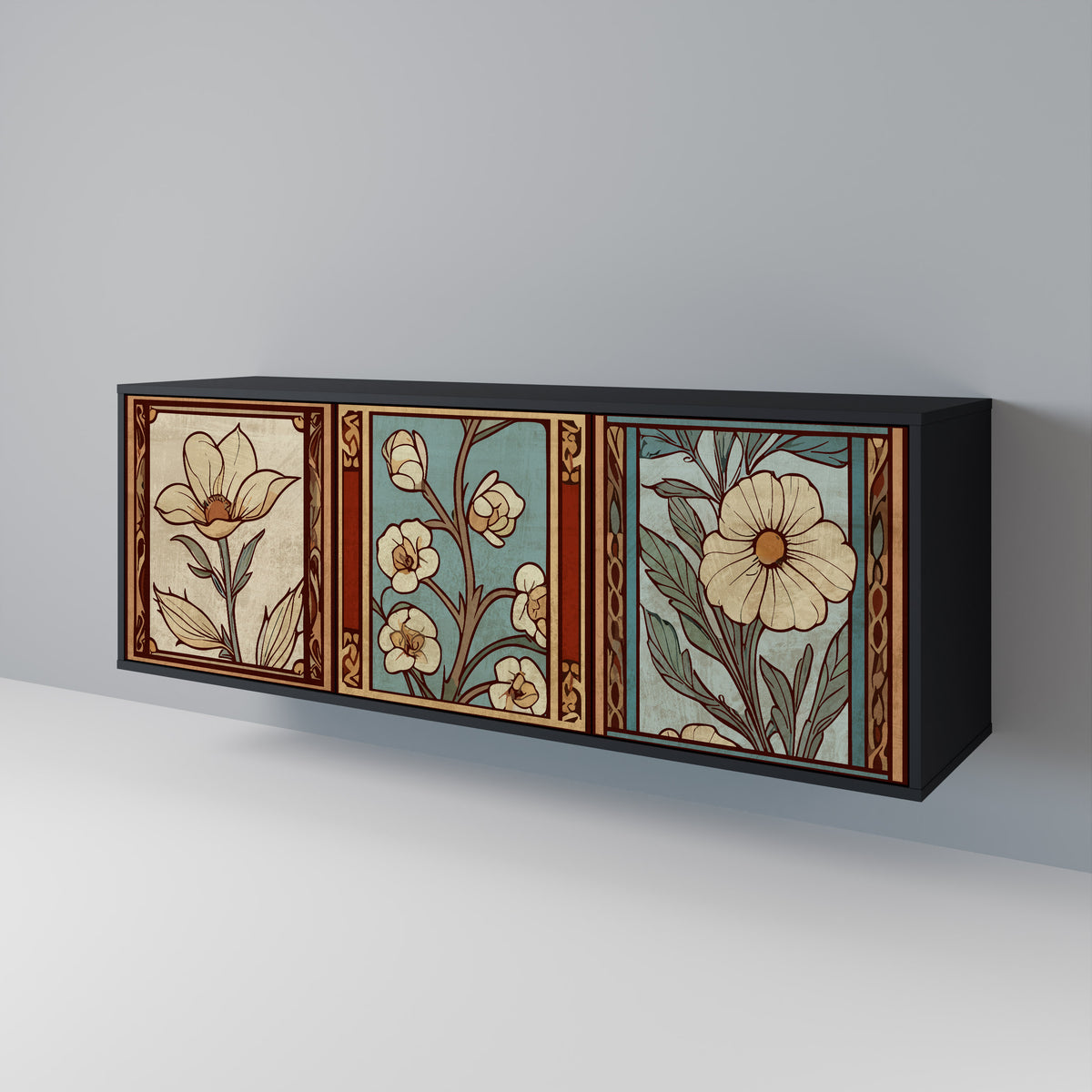TIMELESS FLORA Skänk med tre dörrar