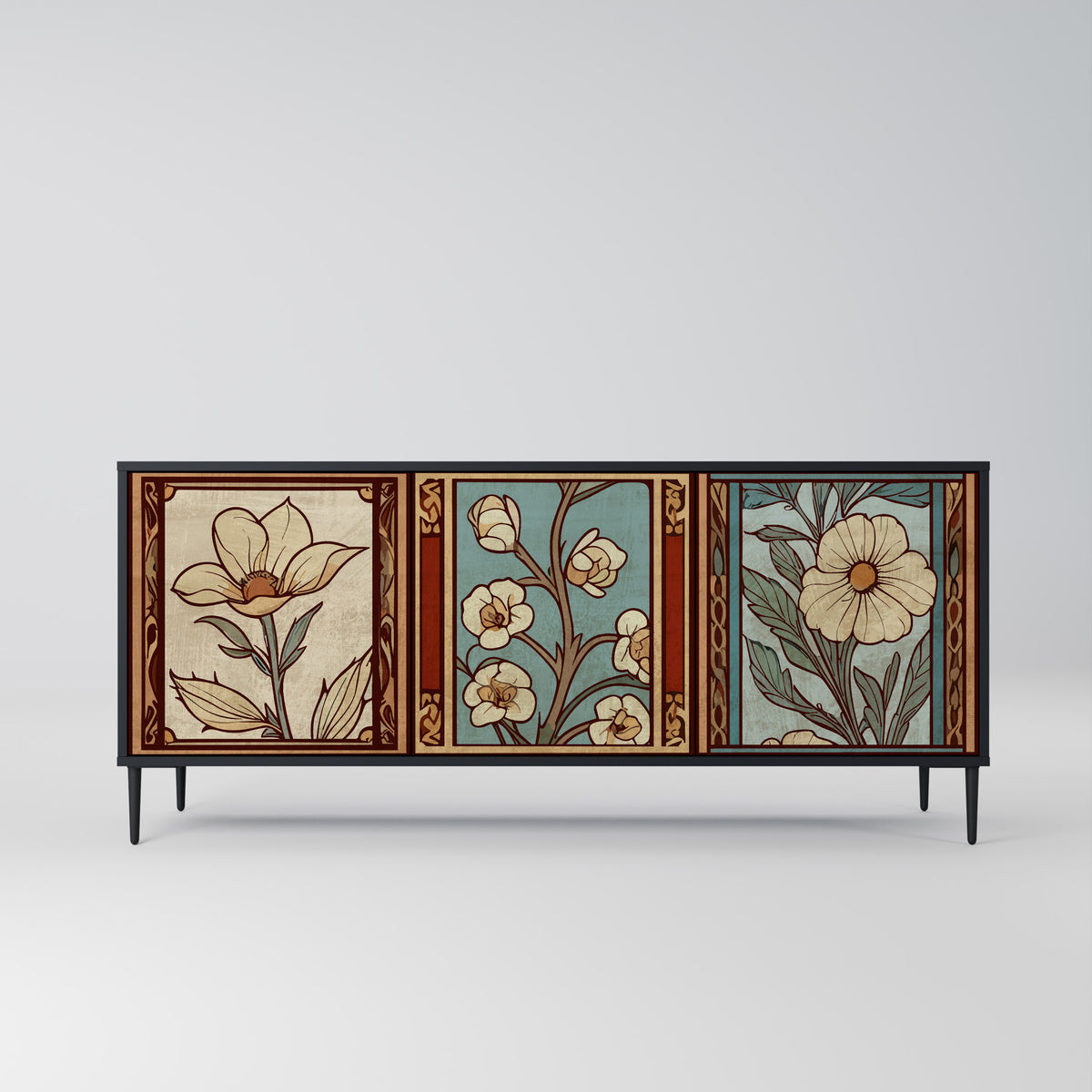 TIMELESS FLORA Skänk med tre dörrar