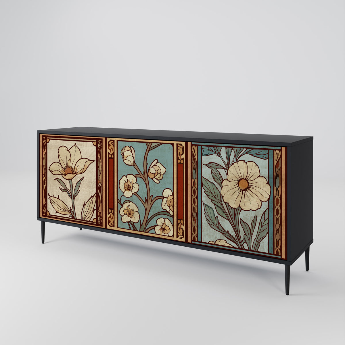 TIMELESS FLORA Skänk med tre dörrar