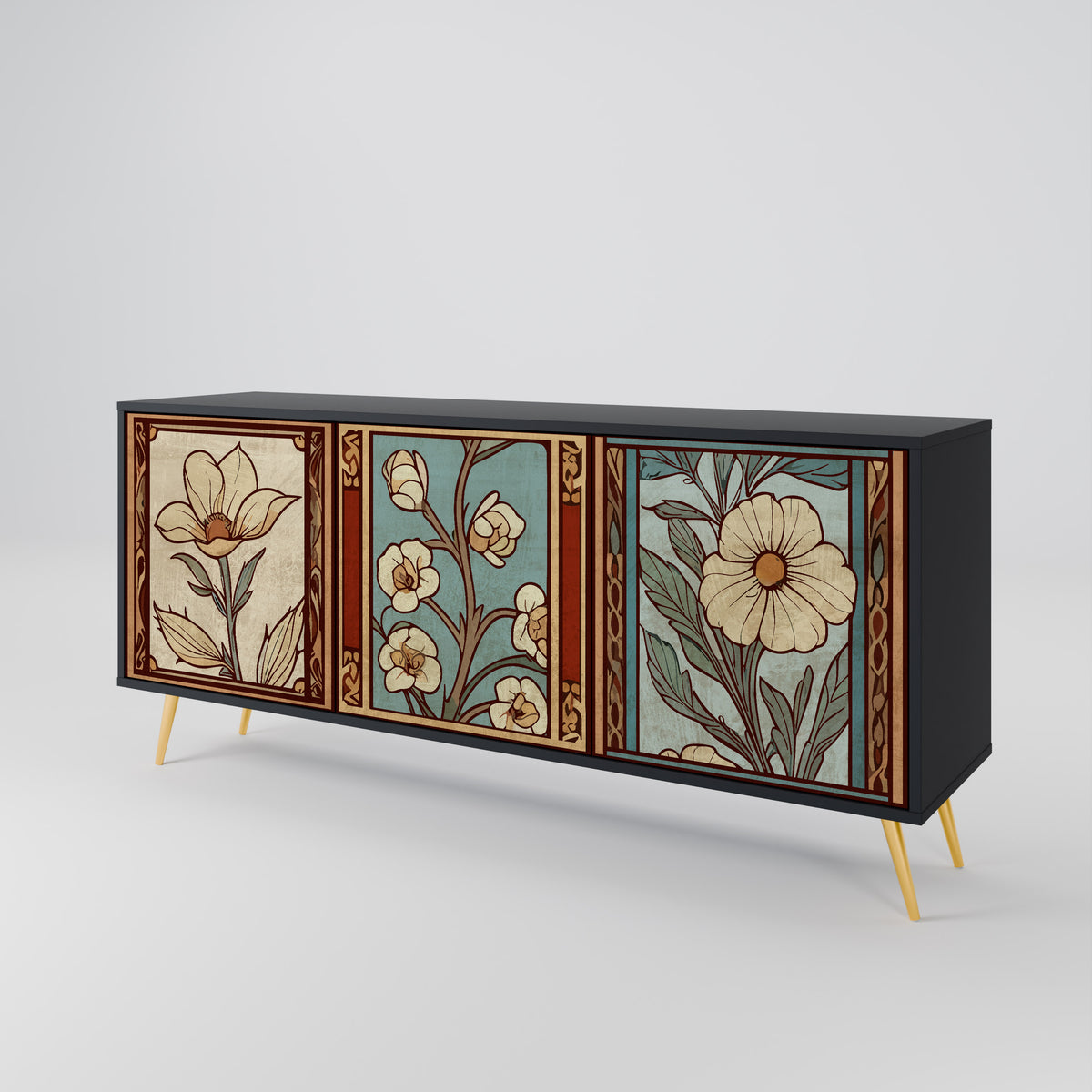 TIMELESS FLORA Skänk med tre dörrar