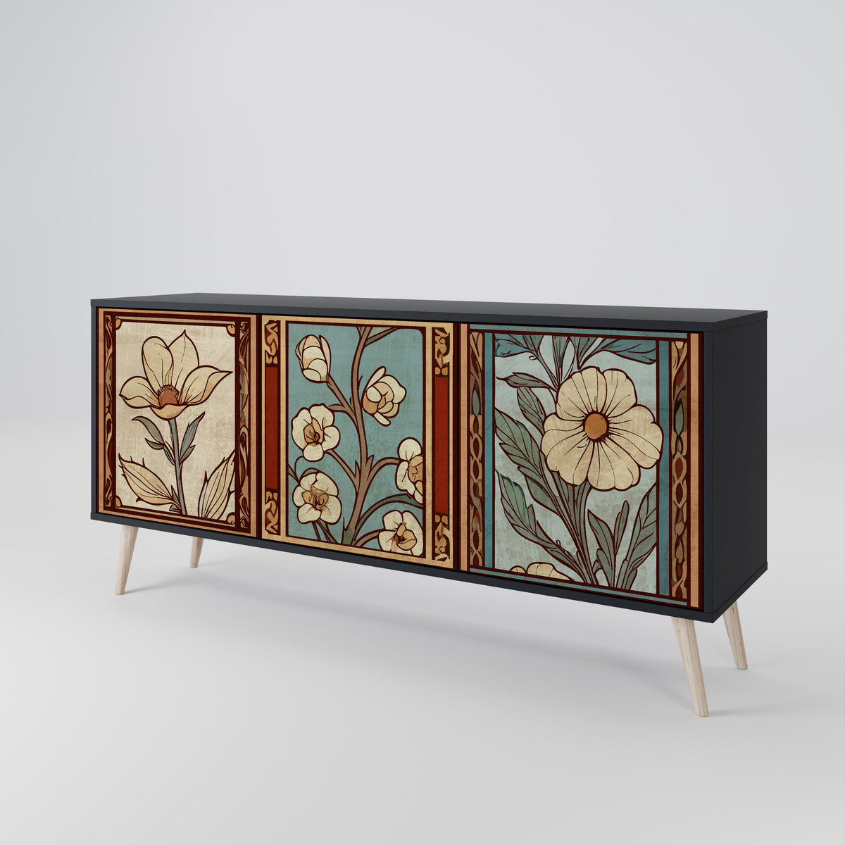 TIMELESS FLORA Skänk med tre dörrar