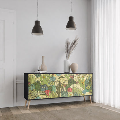 SUCCULENTS KALEIDOSCOPE 3-dörrars skänk i svart finish