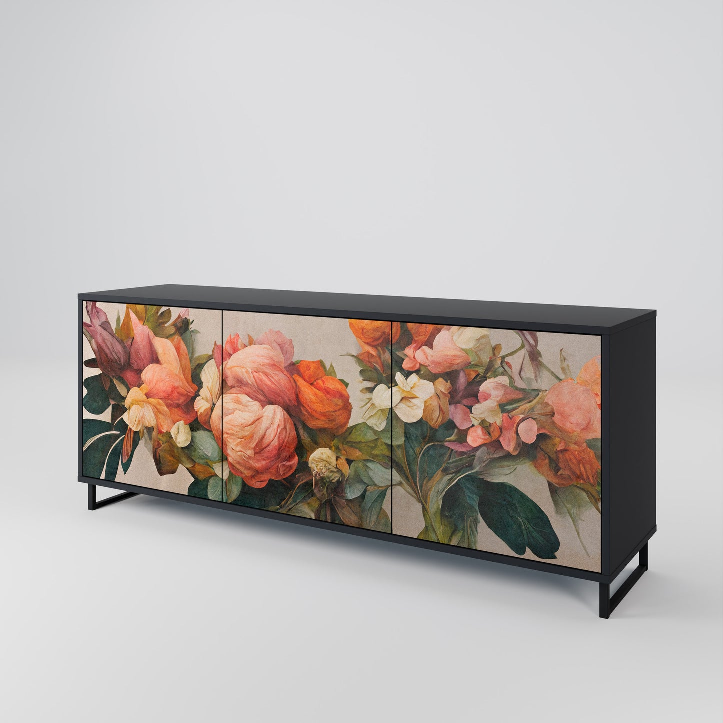 STYLISH BEAUTY 3-dörrars skänk i svart finish