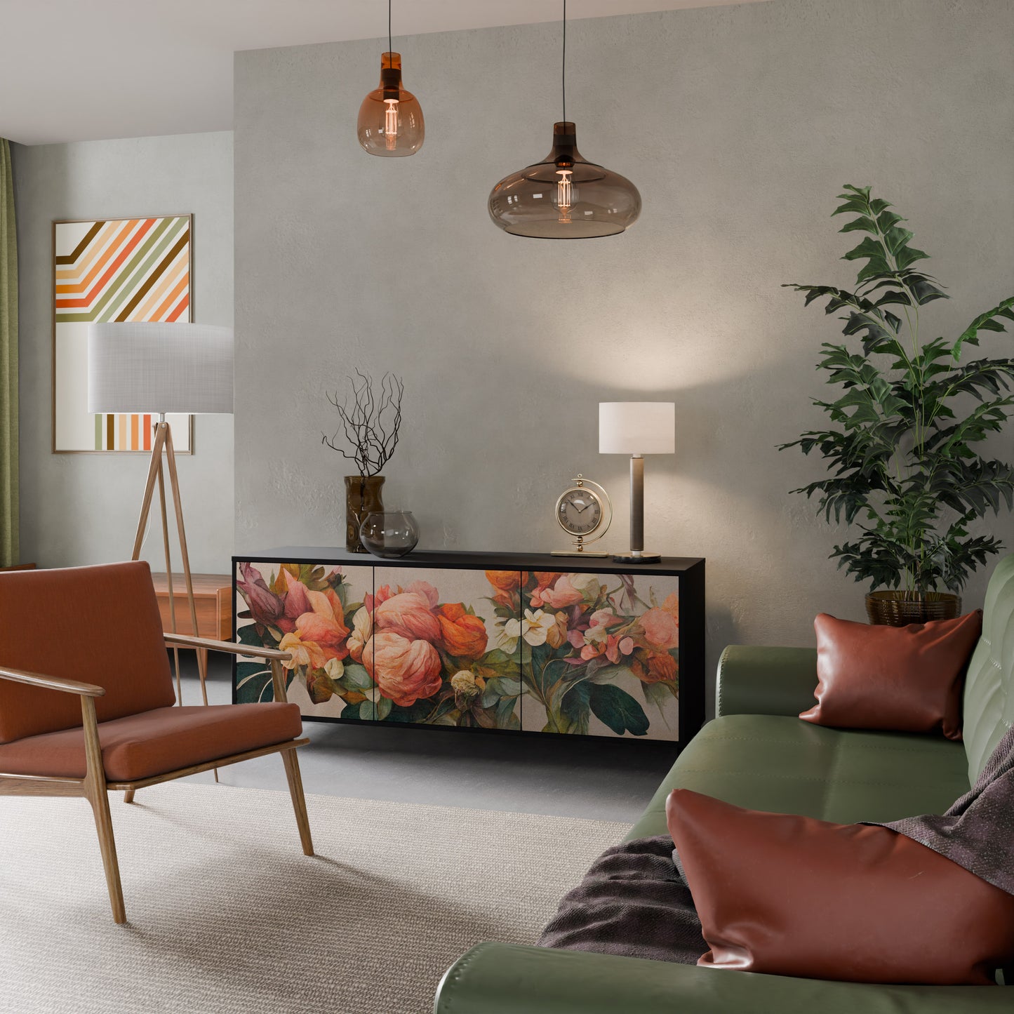 STYLISH BEAUTY 3-dörrars skänk i svart finish