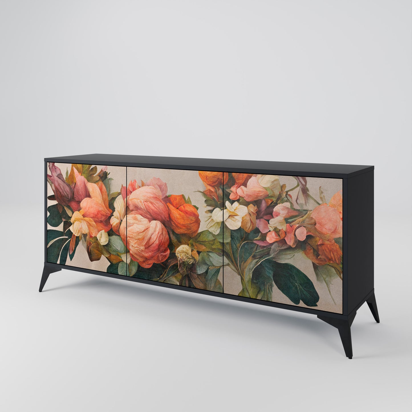 STYLISH BEAUTY 3-dörrars skänk i svart finish