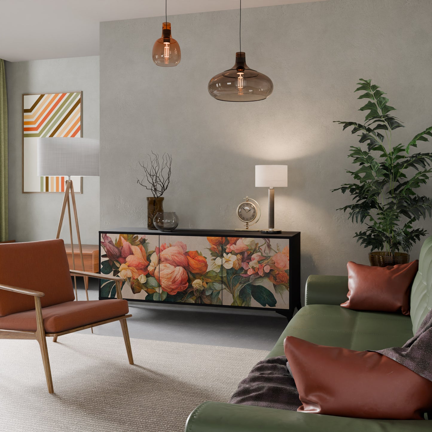 STYLISH BEAUTY 3-dörrars skänk i svart finish