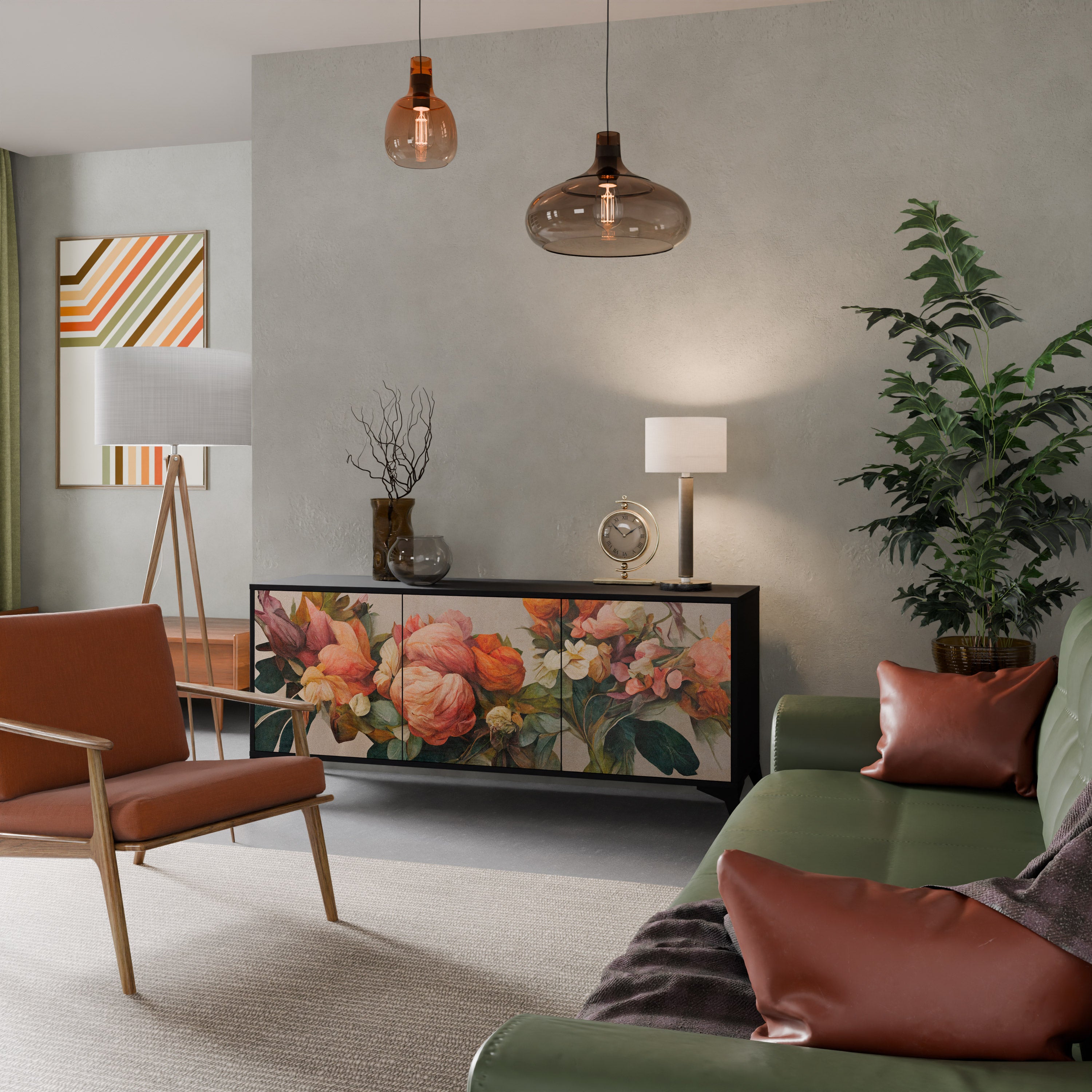 STYLISH BEAUTY 3-dörrars skänk i svart finish
