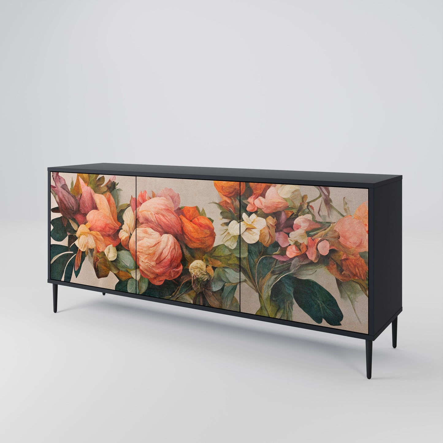 STYLISH BEAUTY 3-dörrars skänk i svart finish