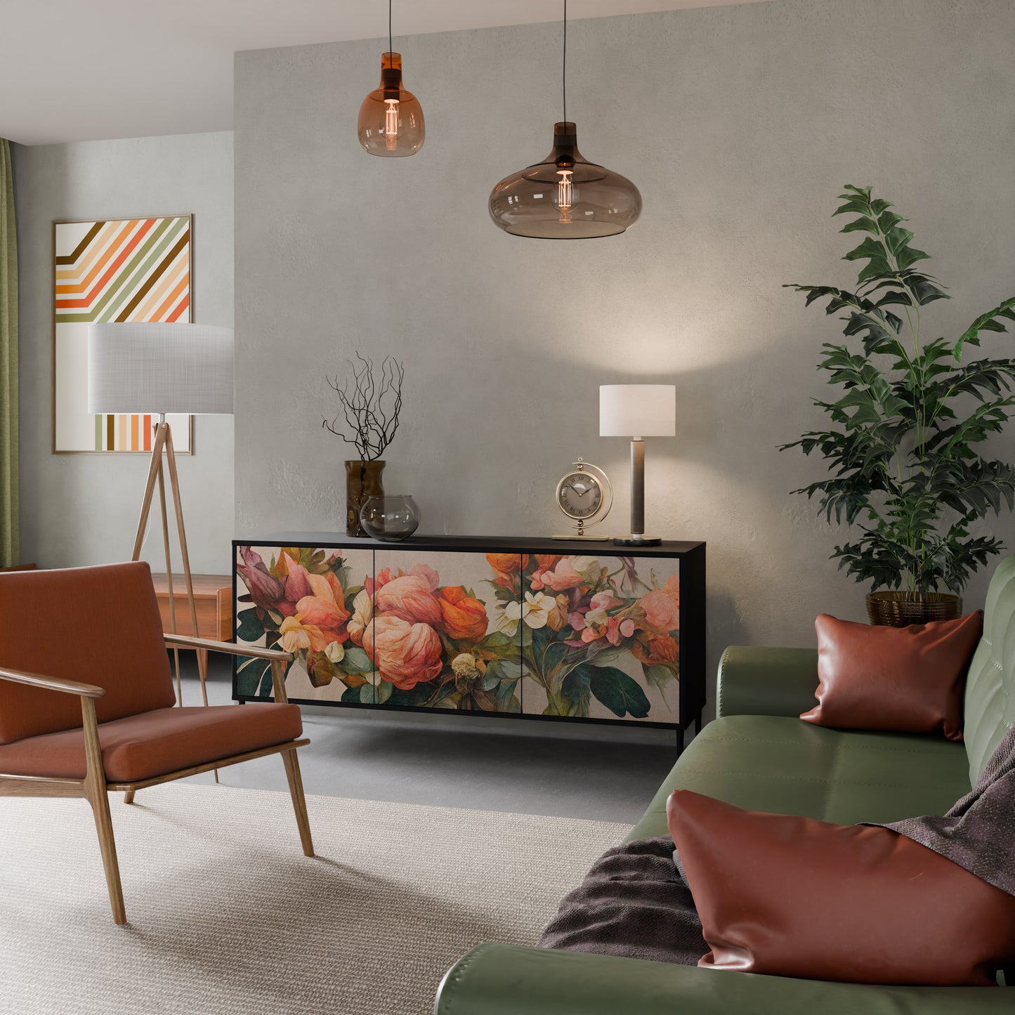 STYLISH BEAUTY 3-dörrars skänk i svart finish