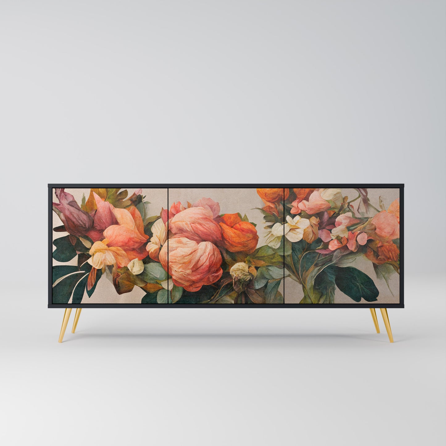STYLISH BEAUTY 3-dörrars skänk i svart finish