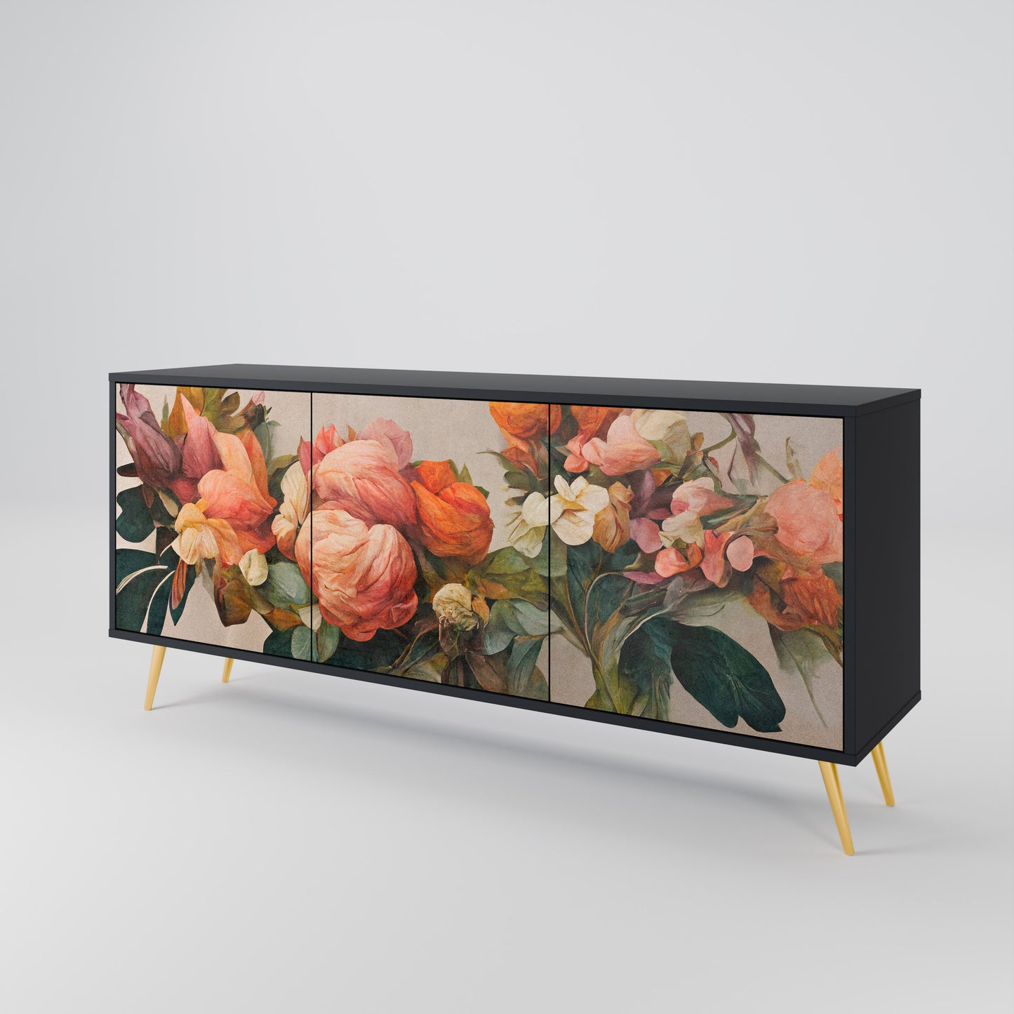 STYLISH BEAUTY 3-dörrars skänk i svart finish
