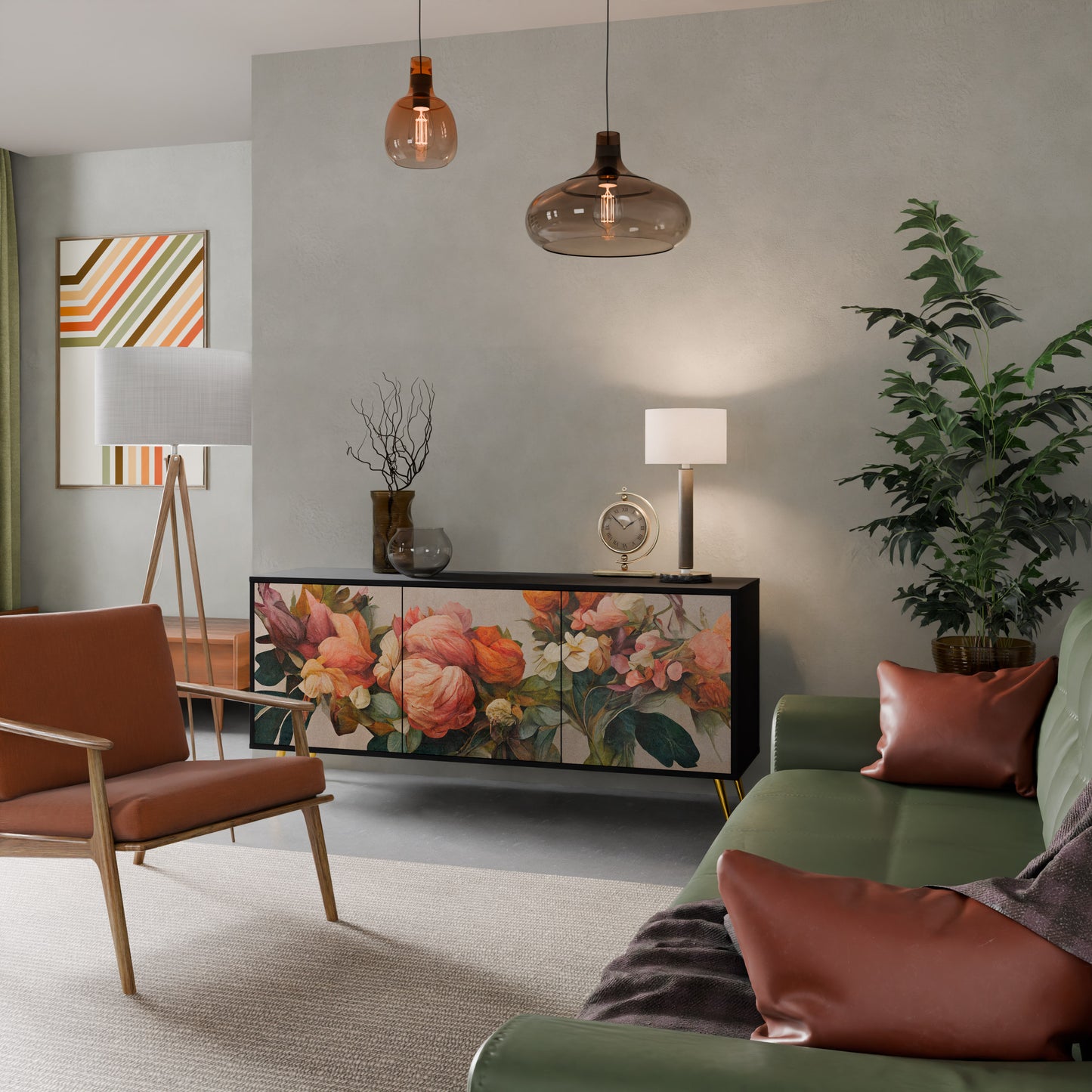 STYLISH BEAUTY 3-dörrars skänk i svart finish