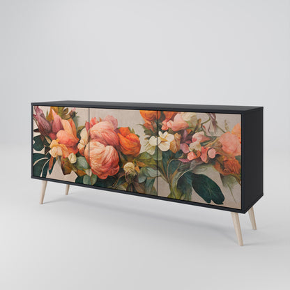 STYLISH BEAUTY 3-dörrars skänk i svart finish