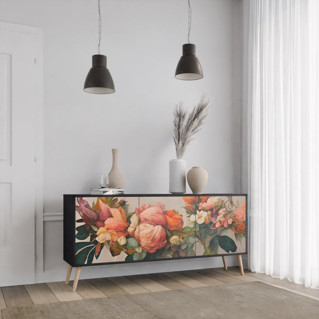 STYLISH BEAUTY 3-dörrars skänk i svart finish