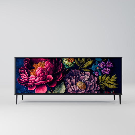 BLOOMING ELEGANCE 3-dörrars skänk i svart finish