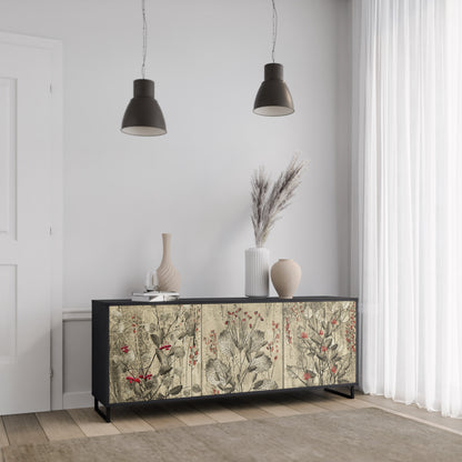 HERBAL GRACE 3-dörrars skänk i svart finish