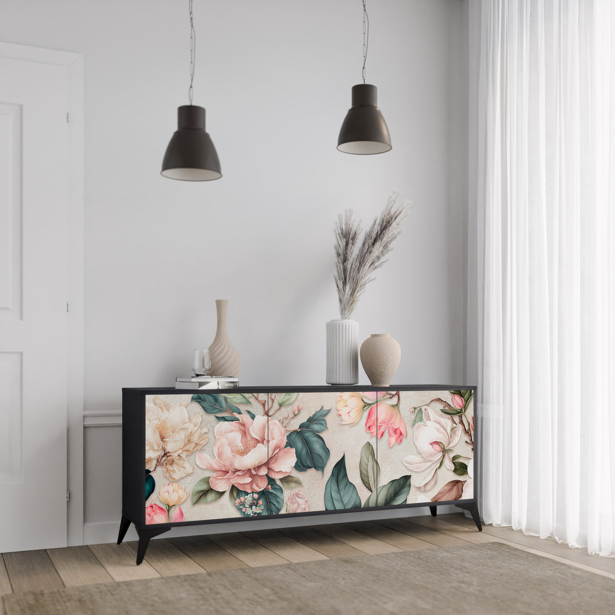 FLORAL GRACE Skänk med tre dörrar