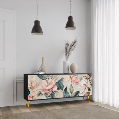 FLORAL GRACE 3-dörrars skänk i svart finish