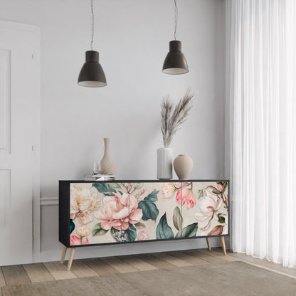FLORAL GRACE 3-dörrars skänk i svart finish