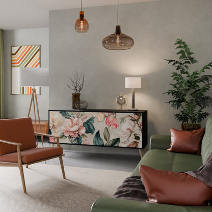 FLORAL GRACE 3-dörrars skänk i svart finish