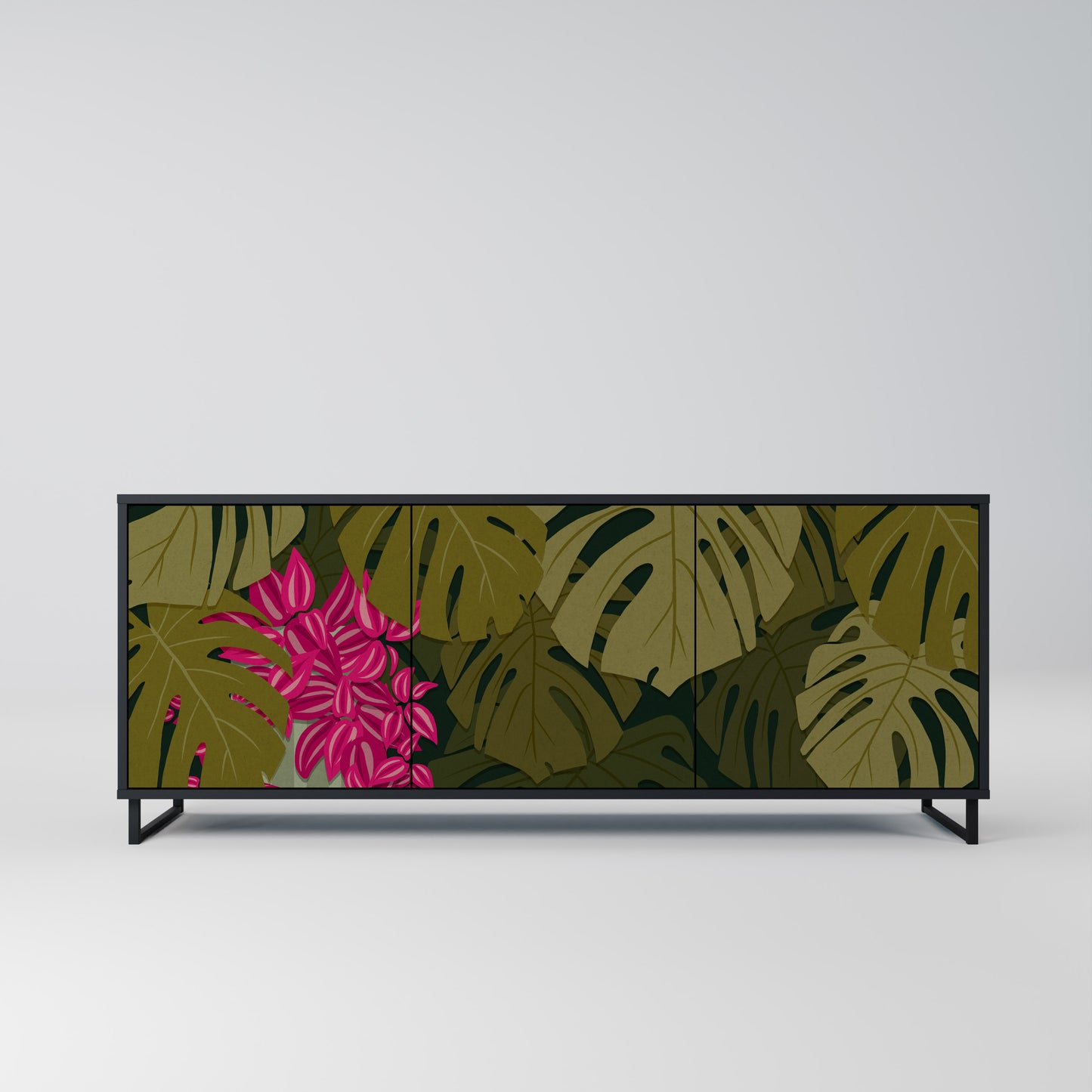 TROPICAL BEAUTY 3-dörrars skänk i svart finish