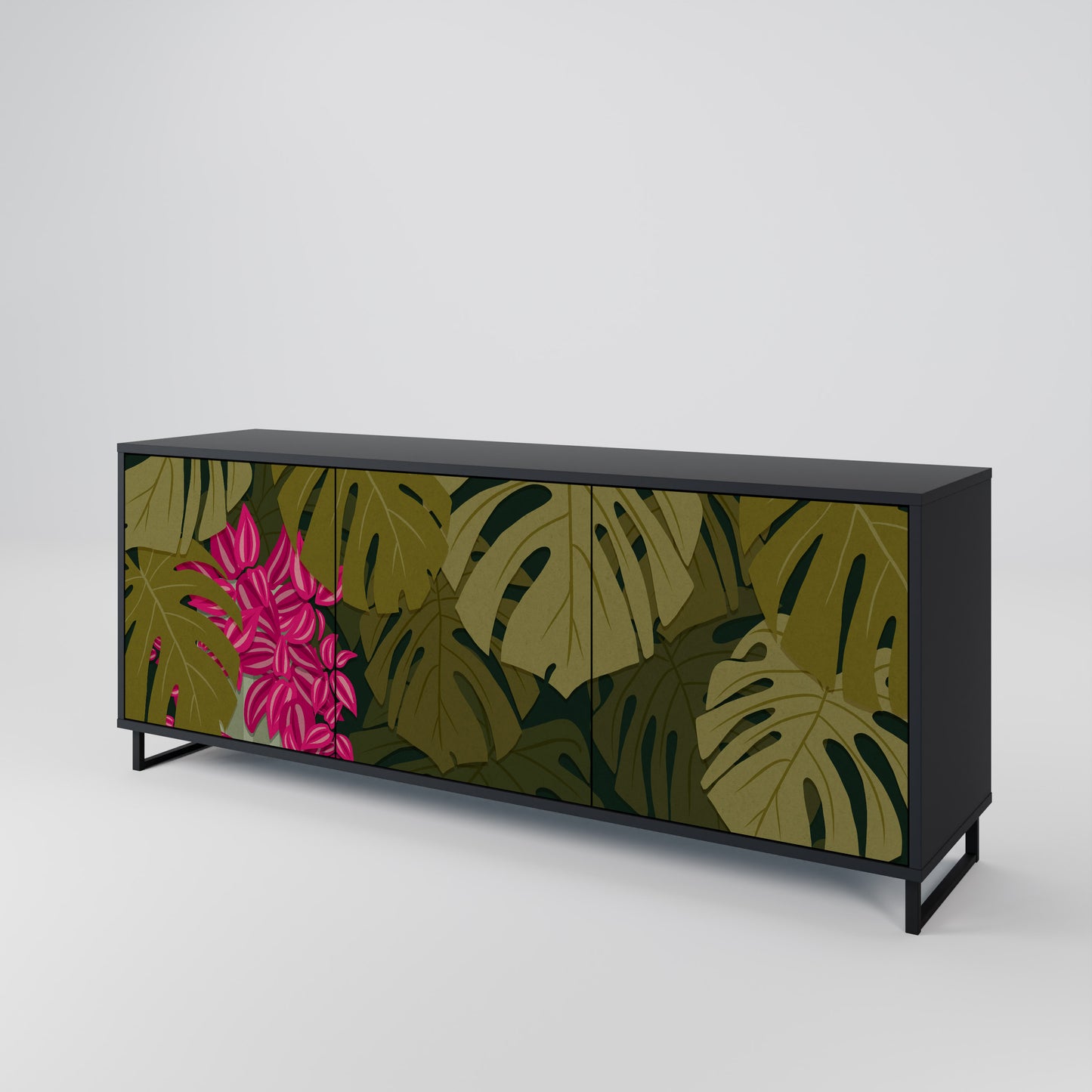 TROPICAL BEAUTY 3-dörrars skänk i svart finish