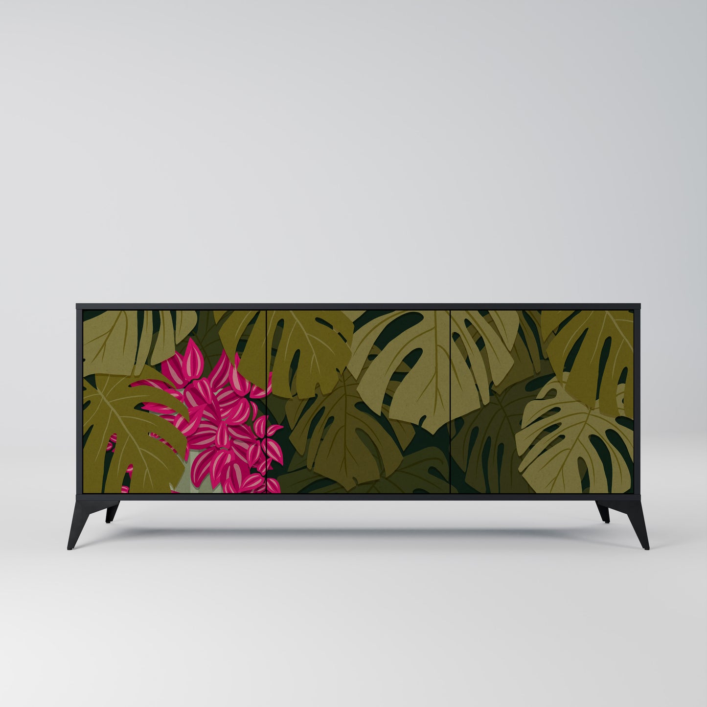 TROPICAL BEAUTY 3-dörrars skänk i svart finish