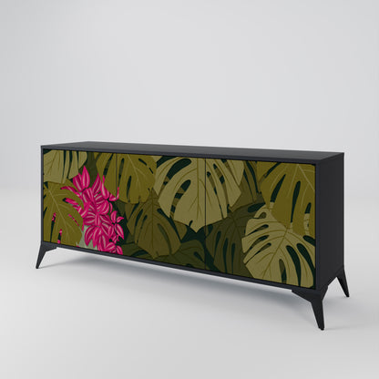 TROPICAL BEAUTY 3-dörrars skänk i svart finish