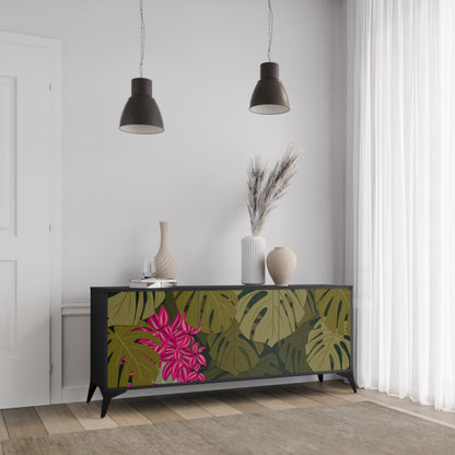 TROPICAL BEAUTY 3-dörrars skänk i svart finish