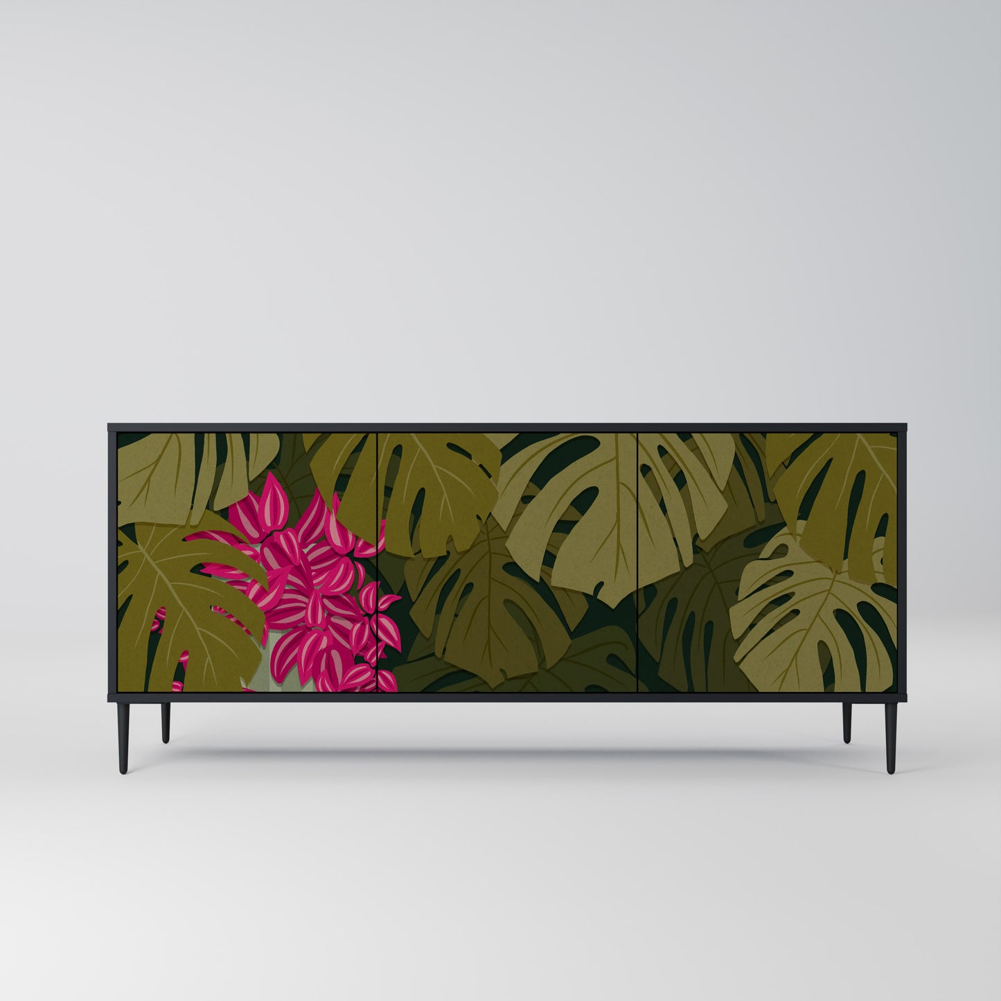 TROPICAL BEAUTY 3-dörrars skänk i svart finish