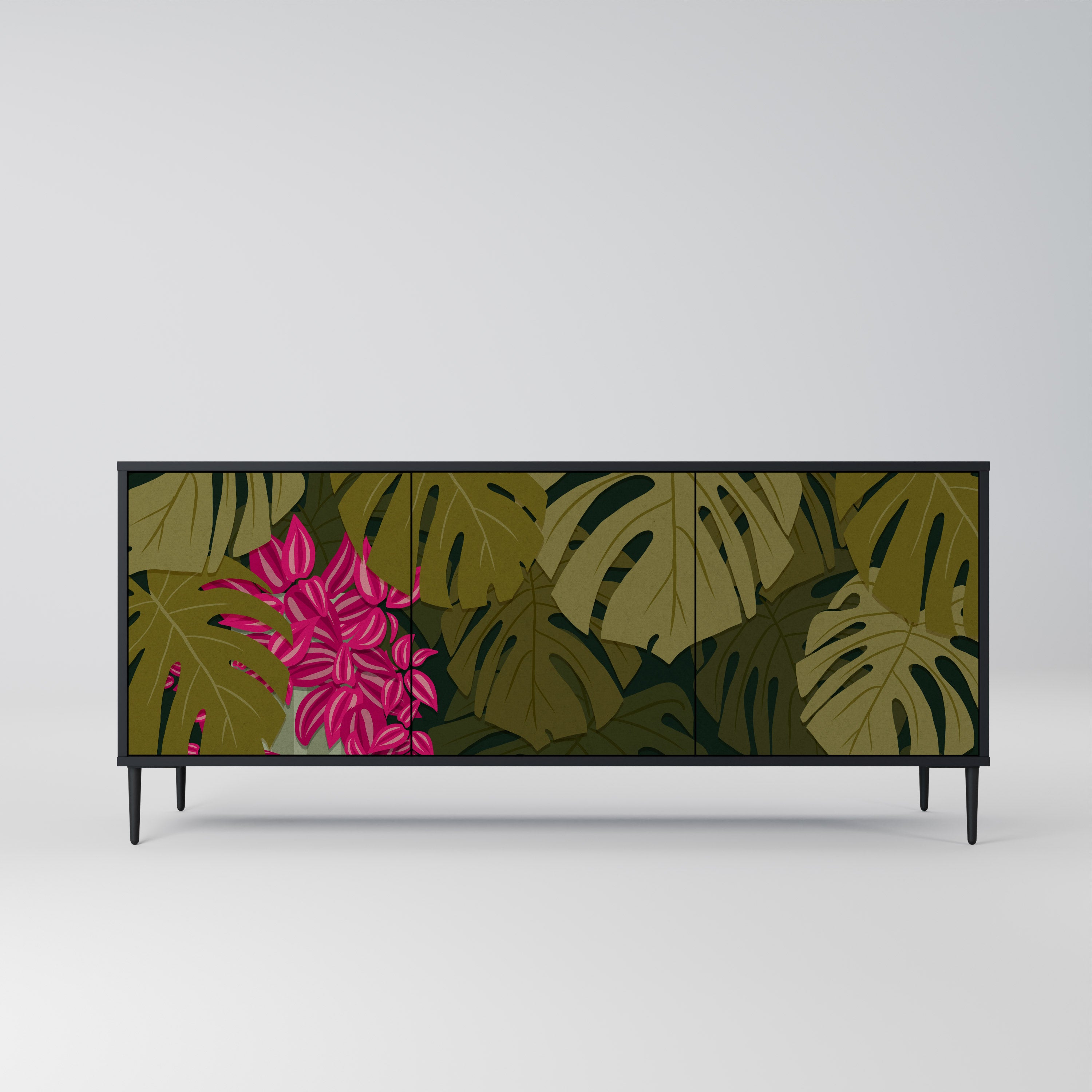 TROPICAL BEAUTY 3-dörrars skänk i svart finish