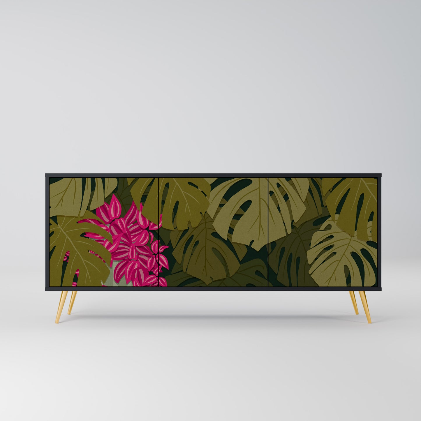 TROPICAL BEAUTY 3-dörrars skänk i svart finish