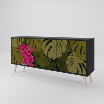 TROPICAL BEAUTY 3-dörrars skänk i svart finish