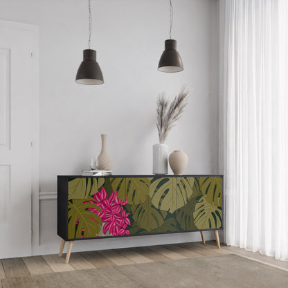 TROPICAL BEAUTY 3-dörrars skänk i svart finish