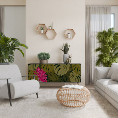 TROPICAL BEAUTY 3-dörrars skänk i svart finish