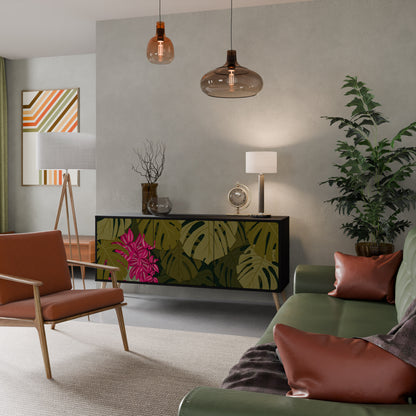 TROPICAL BEAUTY 3-dörrars skänk i svart finish
