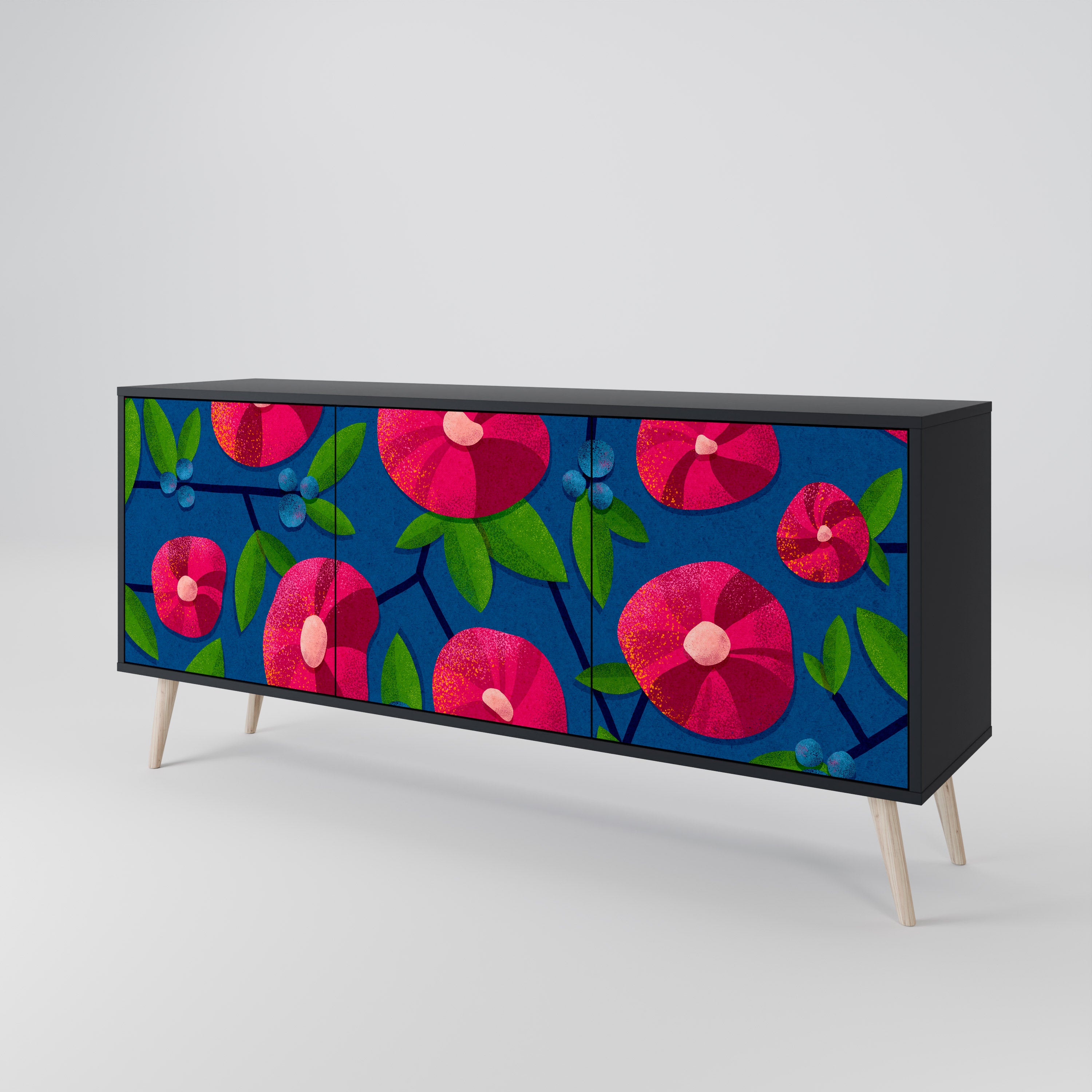 SPRING THOUGHTS Skänk med 3 dörrar i svart finish