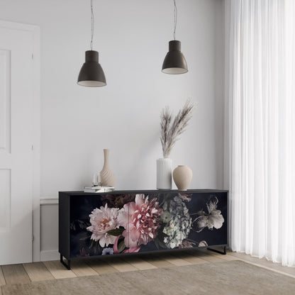PURE BLOSSOM 3-dörrars skänk i svart finish