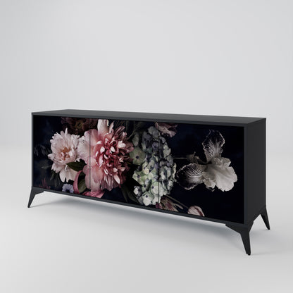 PURE BLOSSOM 3-dörrars skänk i svart finish