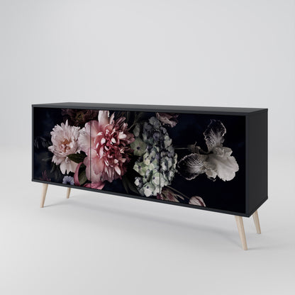 PURE BLOSSOM 3-dörrars skänk i svart finish