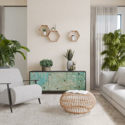 BLOOMING CHARM 3-dörrars skänk i svart finish