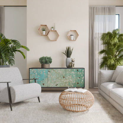 BLOOMING CHARM 3-dörrars skänk i svart finish