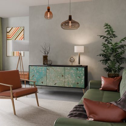 BLOOMING CHARM 3-dörrars skänk i svart finish