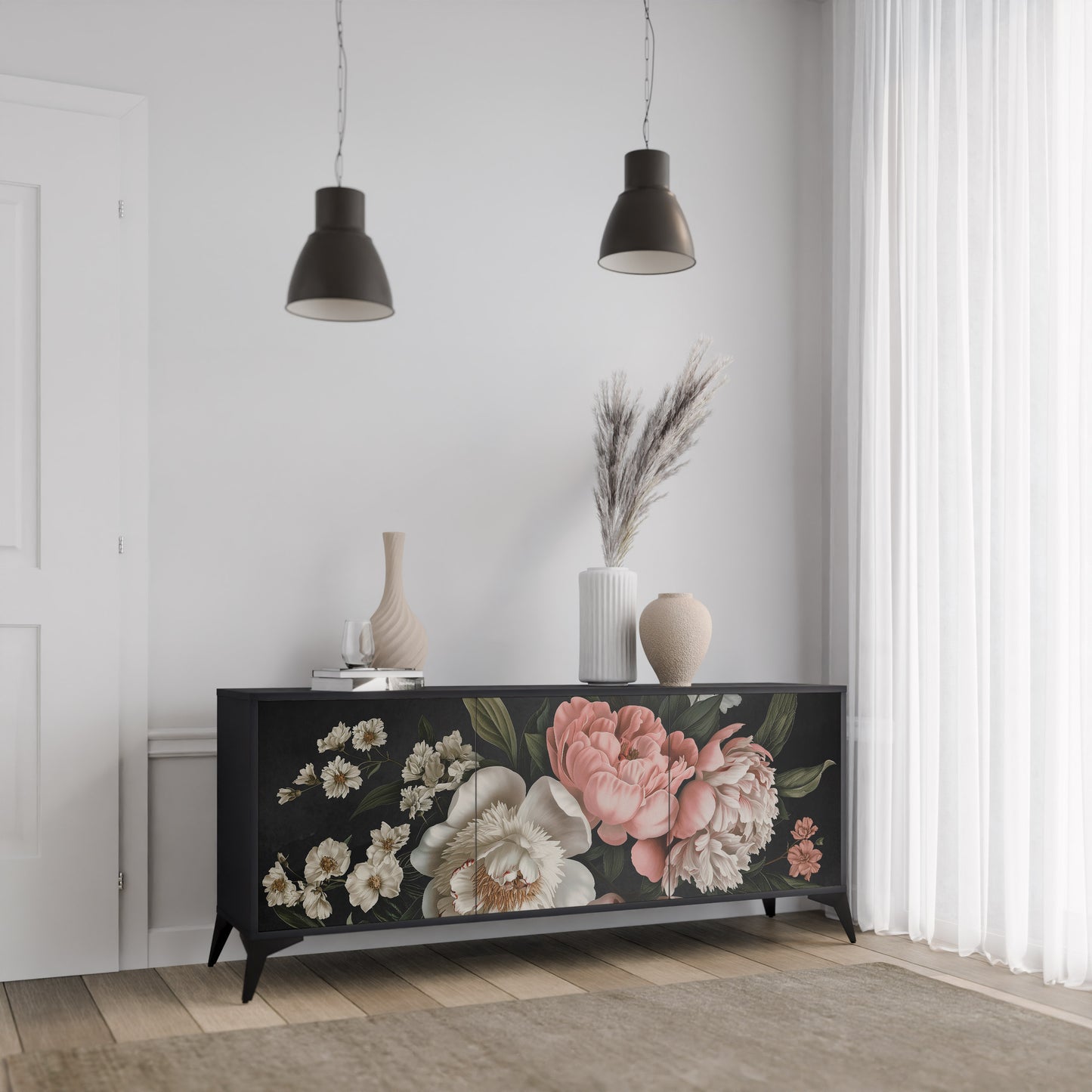 LUSH ELEGANCE 3-dörrars skänk i svart finish