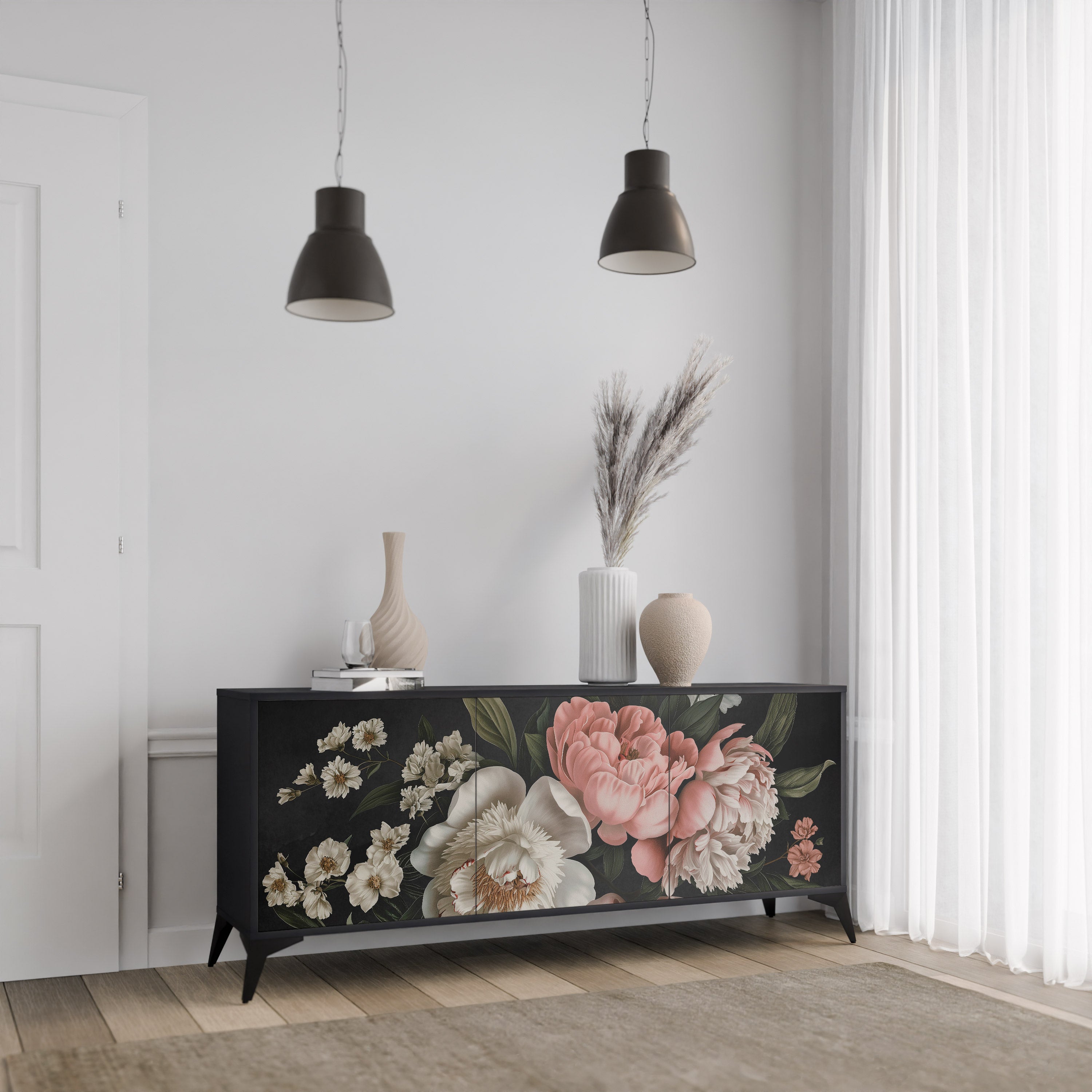 LUSH ELEGANCE 3-dörrars skänk i svart finish